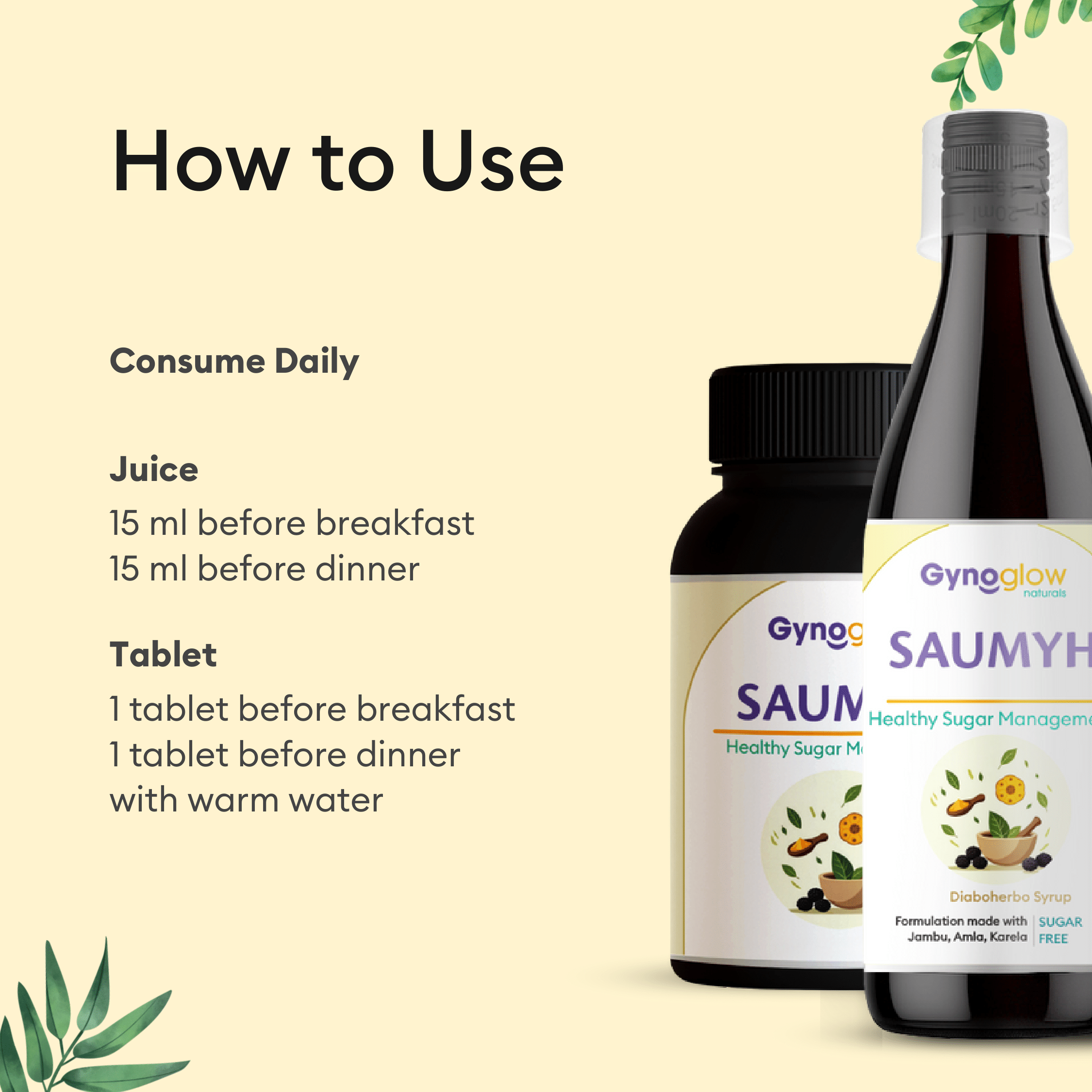 Saumyh (Juice, Tablet) - Naturally control your sugar levels every day